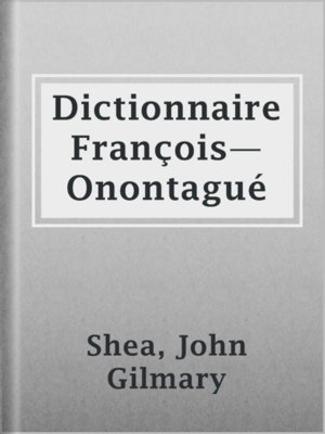 cover image of Dictionnaire François—Onontagué